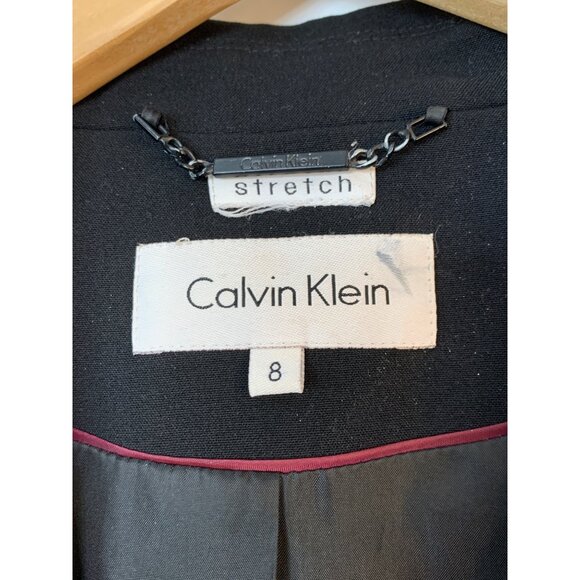 Calvin Klein Womens Black Stretch Blazer Size 8 Pleat Waist  RA10059 Career - Picture 2 of 9